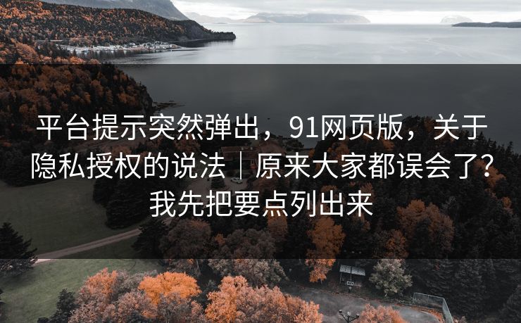 平台提示突然弹出,91网页版,关于隐私授权的说法|原来大家都误会了?我先把要点列出来 第1张 平台提示突然弹出,91网页版,关于隐私授权的说法|原来大家都误会了?我先把要点列出来 第1张